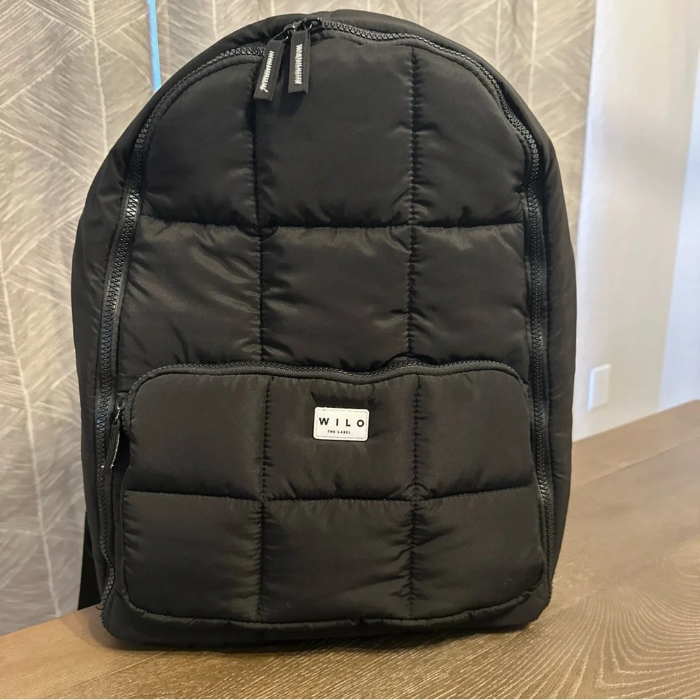 Wilo The Label Black Quilted Travel Backpack